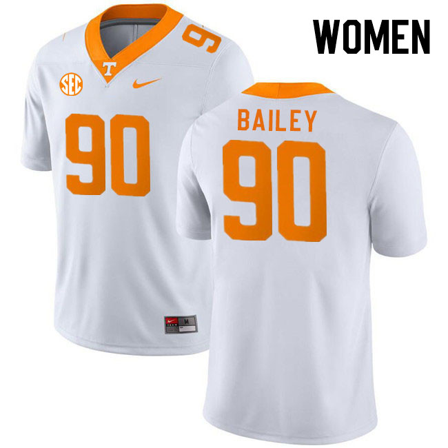 Women #90 Dominic Bailey Tennessee Volunteers College Football Jerseys Stitched Sale-White - Click Image to Close